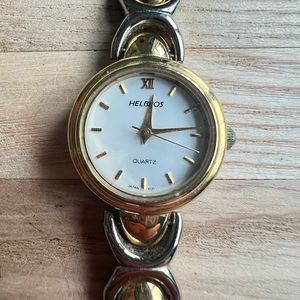 Helbros ladies two-tone bracelet dress watch NEW BATTERY